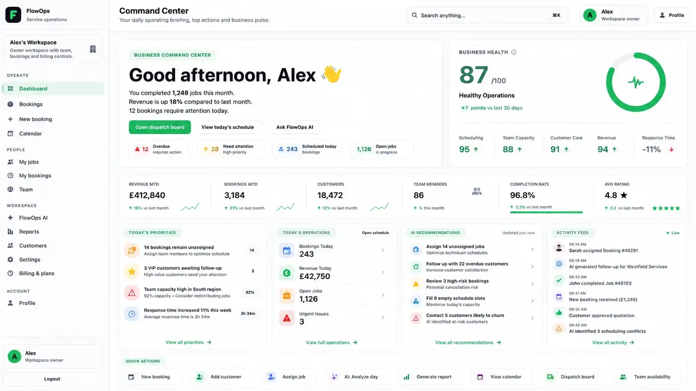 FlowOps Command Center product screen